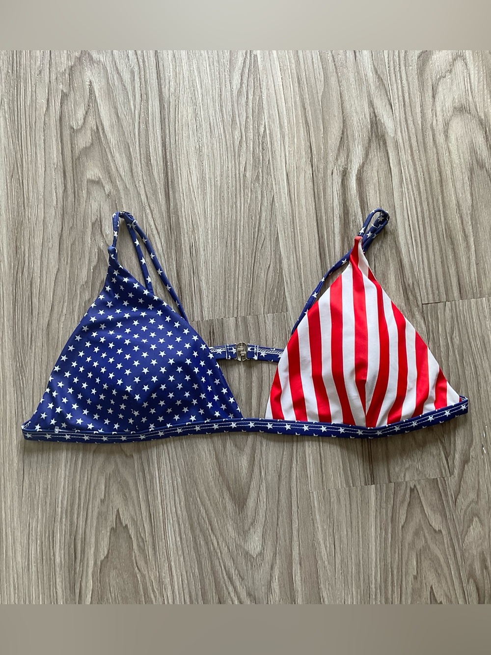 Pink Lily American Flag Red White Blue Triangle Bikini Top Size XXL Padded Pool
